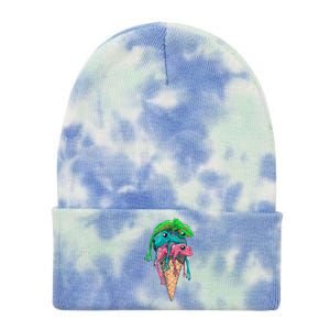 Icecream Frog Lover Food Funny Tie Dye 12in Knit Beanie