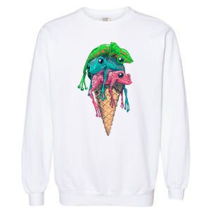 Icecream Frog Lover Food Funny Garment-Dyed Sweatshirt