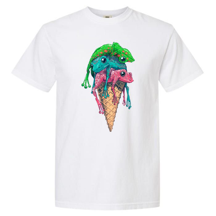 Icecream Frog Lover Food Funny Garment-Dyed Heavyweight T-Shirt