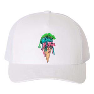 Icecream Frog Lover Food Funny Yupoong Adult 5-Panel Trucker Hat