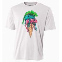 Icecream Frog Lover Food Funny Cooling Performance Crew T-Shirt