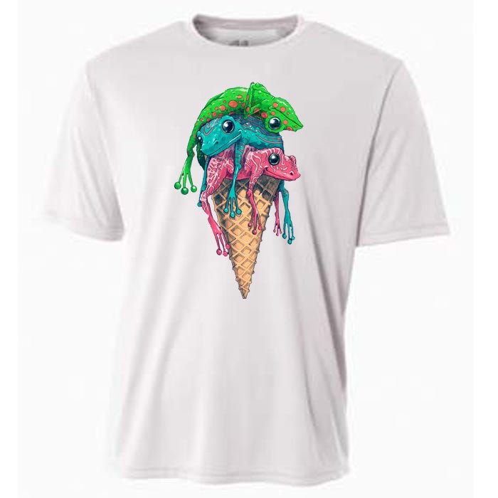 Icecream Frog Lover Food Funny Cooling Performance Crew T-Shirt