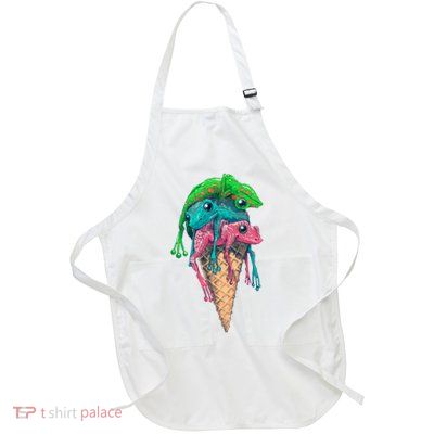Icecream Frog Lover Food Funny Full-Length Apron With Pockets