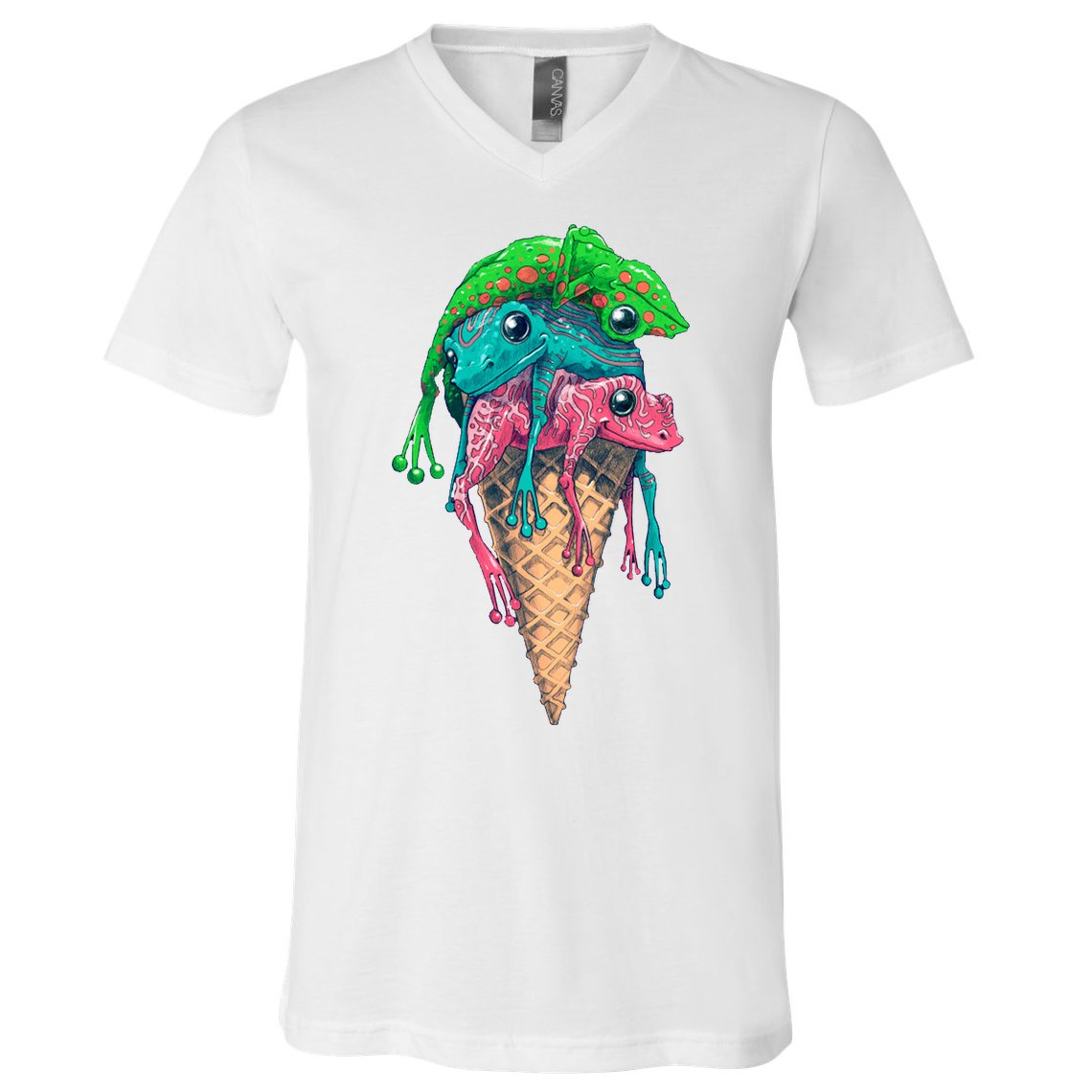 Icecream Frog Lover Food Funny V-Neck T-Shirt