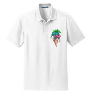 Icecream Frog Lover Food Funny Dry Zone Grid Polo