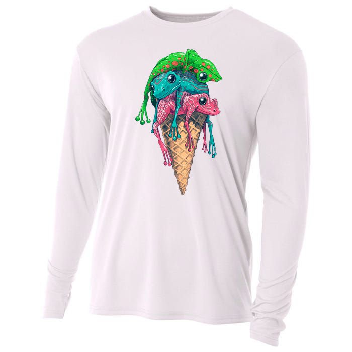 Icecream Frog Lover Food Funny Cooling Performance Long Sleeve Crew