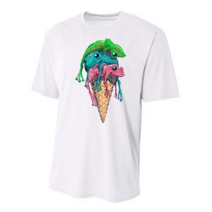 Icecream Frog Lover Food Funny Performance Sprint T-Shirt