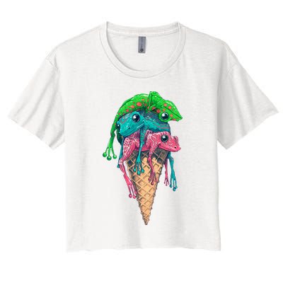 Icecream Frog Lover Food Funny Crop Top
