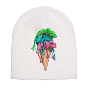 Icecream Frog Lover Food Funny Short Acrylic Beanie