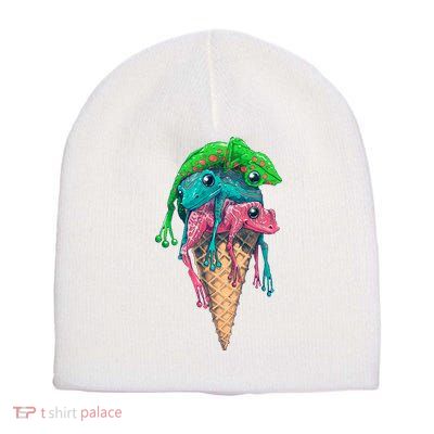 Icecream Frog Lover Food Funny Short Acrylic Beanie