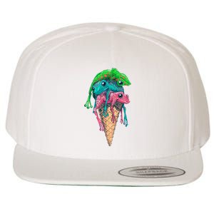 Icecream Frog Lover Food Funny Wool Snapback Cap