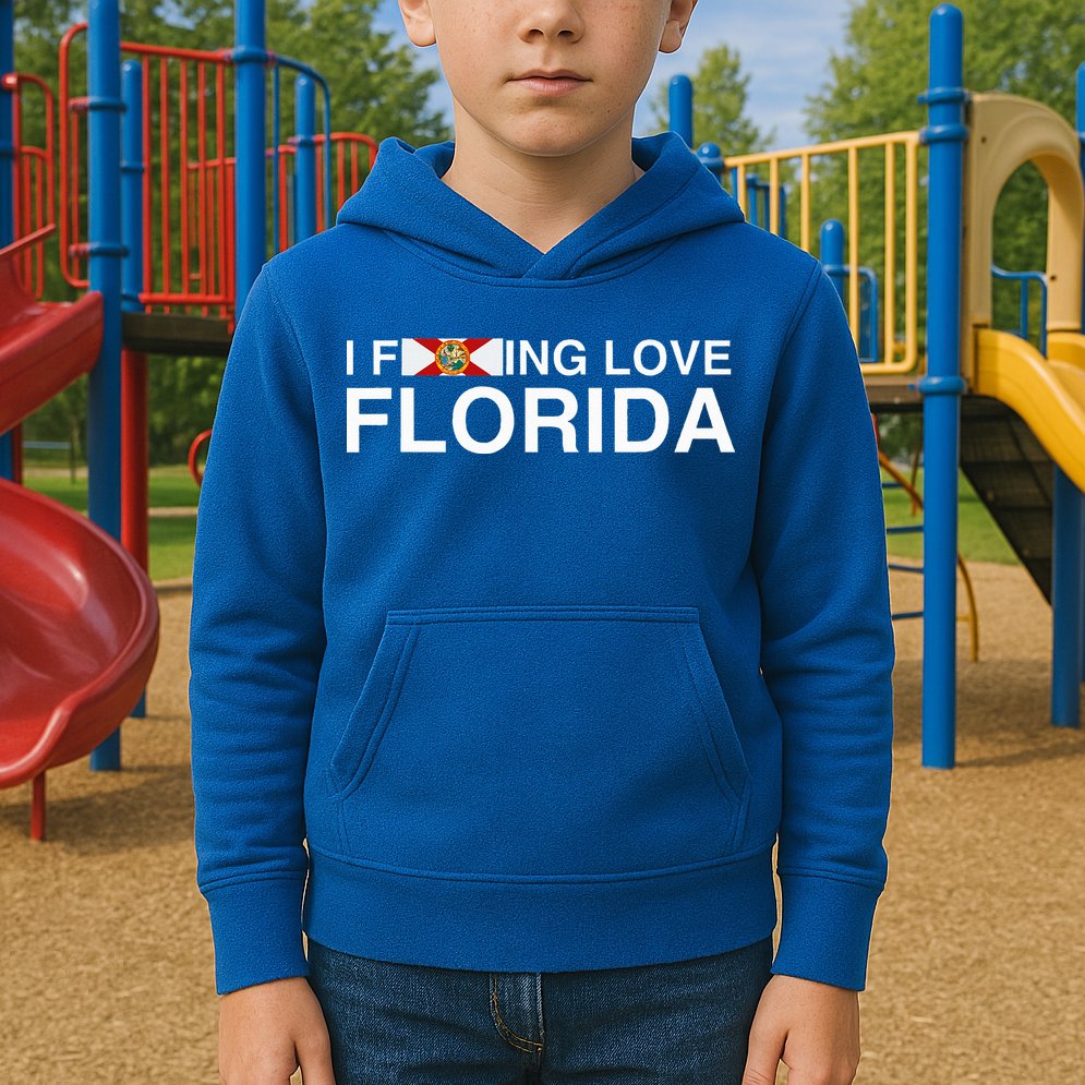 I Fucking Love Florida Floridian Fisher Sunshine State Home Kids Hoodie