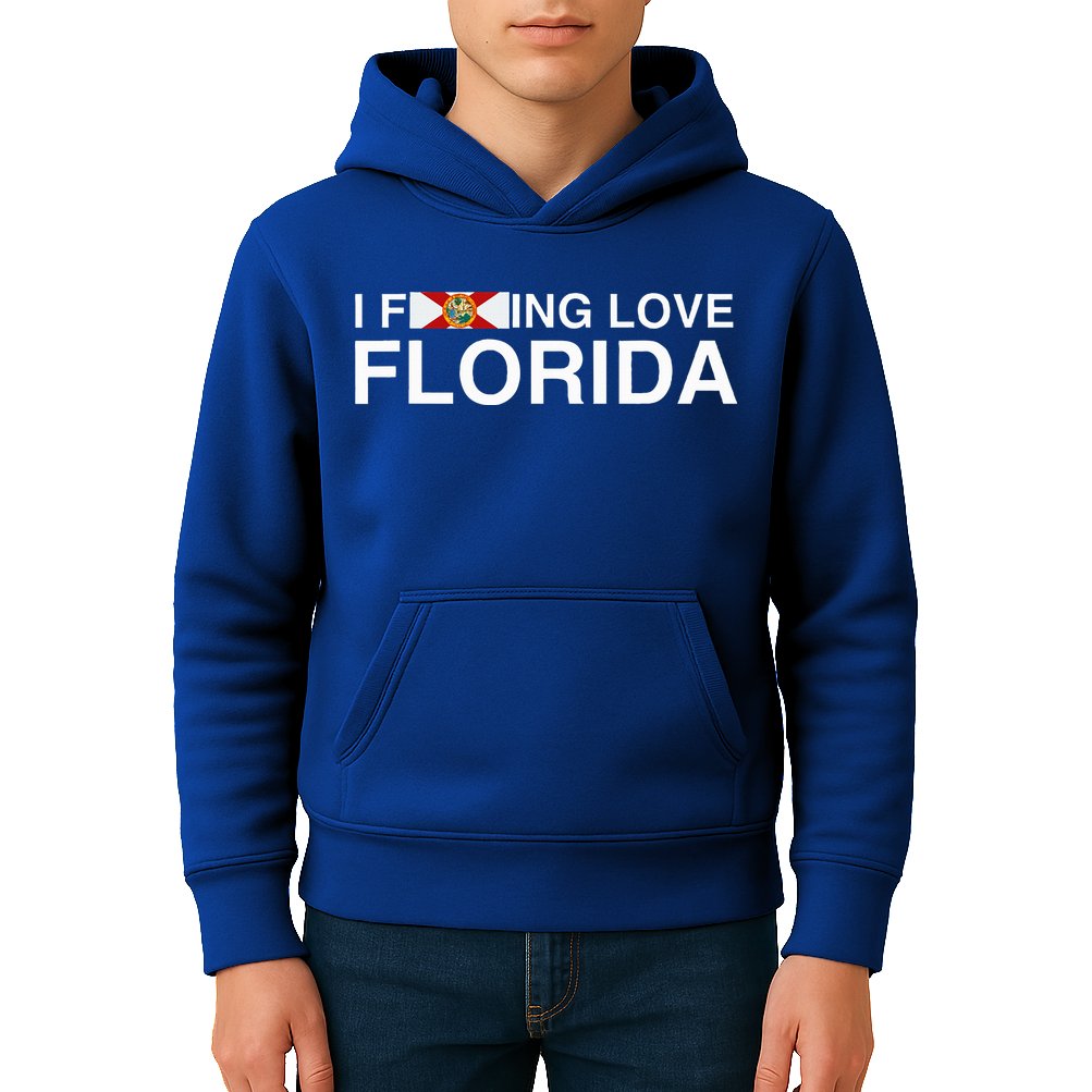 I Fucking Love Florida Floridian Fisher Sunshine State Home Kids Hoodie