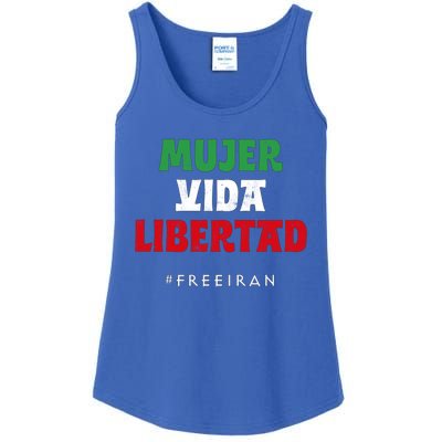 Iranian Flag Life Freedom In Spanish Iranian Protest Funny Gift Ladies Essential Tank