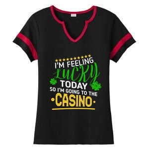 Im Feeling Lucky Going To The Casino Slot Machine Gambling Gift Ladies Halftime Notch Neck Tee