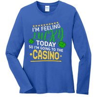 Im Feeling Lucky Going To The Casino Slot Machine Gambling Gift Ladies Long Sleeve Shirt