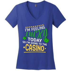 Im Feeling Lucky Going To The Casino Slot Machine Gambling Gift Women's V-Neck T-Shirt