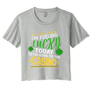 Im Feeling Lucky Going To The Casino Slot Machine Gambling Gift Women's Crop Top Tee