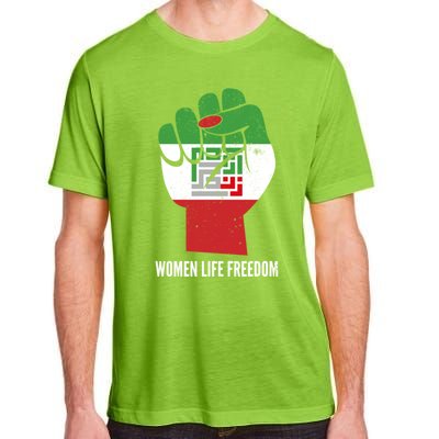 Iranian Flag Life Freedom Farsi Female Fist Protest Cool Gift Adult ChromaSoft Performance T-Shirt