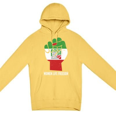 Iranian Flag Life Freedom Farsi Female Fist Protest Cool Gift Premium Pullover Hoodie