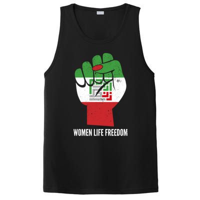 Iranian Flag Life Freedom Farsi Female Fist Protest Cool Gift PosiCharge Competitor Tank