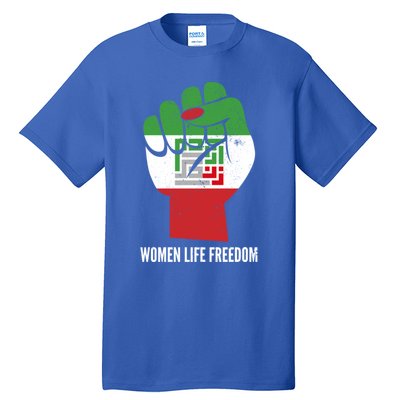 Iranian Flag Life Freedom Farsi Female Fist Protest Cool Gift Tall T-Shirt