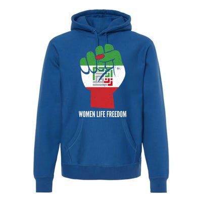 Iranian Flag Life Freedom Farsi Female Fist Protest Cool Gift Premium Hoodie