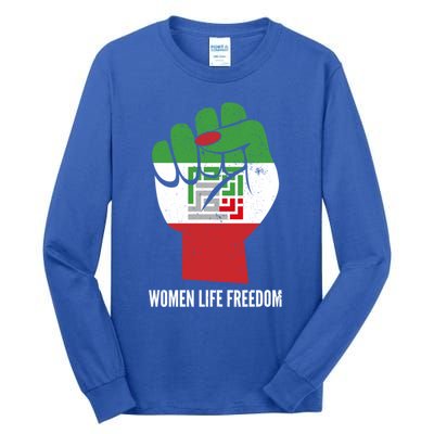 Iranian Flag Life Freedom Farsi Female Fist Protest Cool Gift Tall Long Sleeve T-Shirt