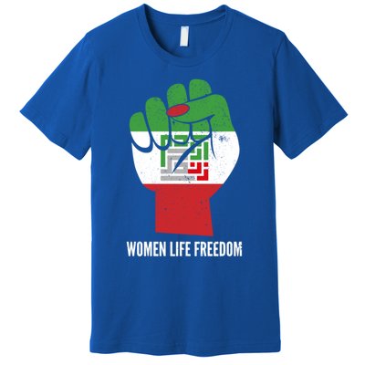 Iranian Flag Life Freedom Farsi Female Fist Protest Cool Gift Premium T-Shirt