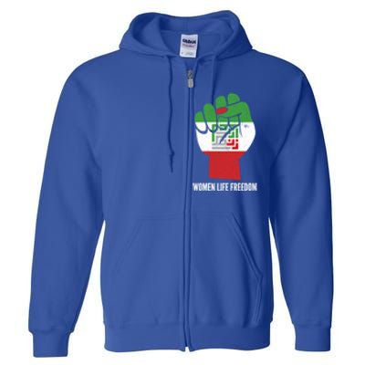 Iranian Flag Life Freedom Farsi Female Fist Protest Cool Gift Full Zip Hoodie