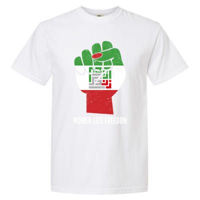 Iranian Flag Life Freedom Farsi Female Fist Protest Cool Gift Garment-Dyed Heavyweight T-Shirt