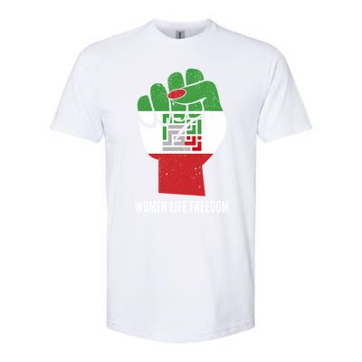 Iranian Flag Life Freedom Farsi Female Fist Protest Cool Gift Softstyle CVC T-Shirt