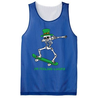 Im Feeling Lucky St Patricks Day Dabbing Skeleton Skateboard Great Gift Mesh Reversible Basketball Jersey Tank