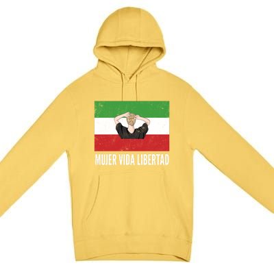 Iranian Flag Life Freedom Spanish Mujer Vida Liberdad Cool Gift Premium Pullover Hoodie