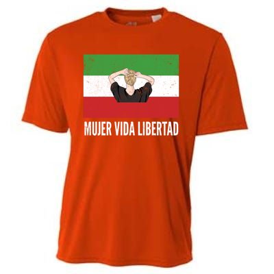 Iranian Flag Life Freedom Spanish Mujer Vida Liberdad Cool Gift Cooling Performance Crew T-Shirt