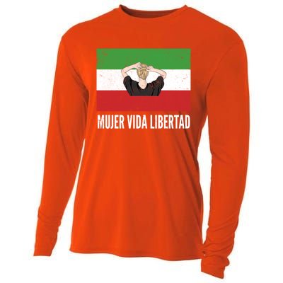 Iranian Flag Life Freedom Spanish Mujer Vida Liberdad Cool Gift Cooling Performance Long Sleeve Crew