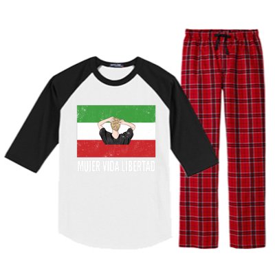 Iranian Flag Life Freedom Spanish Mujer Vida Liberdad Cool Gift Raglan Sleeve Pajama Set