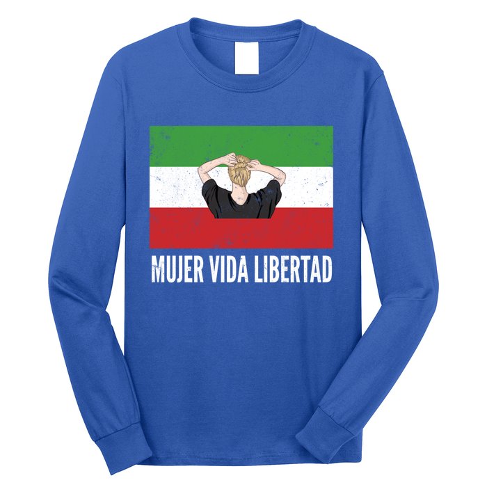 Iranian Flag Life Freedom Spanish Mujer Vida Liberdad Cool Gift Long Sleeve Shirt