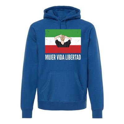 Iranian Flag Life Freedom Spanish Mujer Vida Liberdad Cool Gift Premium Hoodie