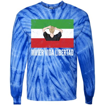 Iranian Flag Life Freedom Spanish Mujer Vida Liberdad Cool Gift Tie-Dye Long Sleeve Shirt