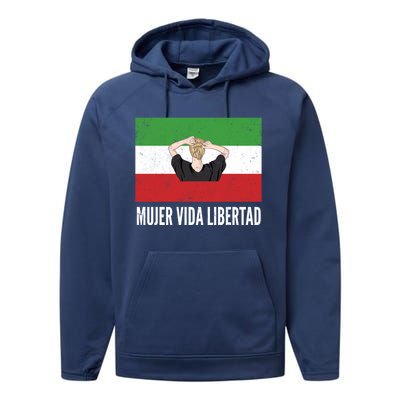 Iranian Flag Life Freedom Spanish Mujer Vida Liberdad Cool Gift Performance Fleece Hoodie