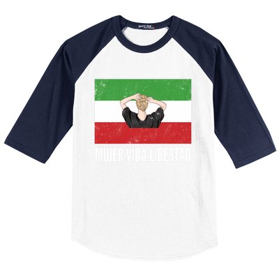 Iranian Flag Life Freedom Spanish Mujer Vida Liberdad Cool Gift Baseball Sleeve Shirt