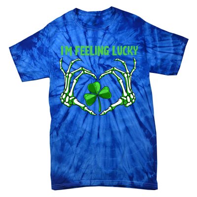 Im Feeling Lucky St Patricks Day Skeleton Hand Shamrock Cool Gift Tie-Dye T-Shirt