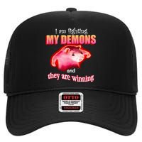 Im Fighting My Demons And They Are Winning Rat High Crown Mesh Back Trucker Hat