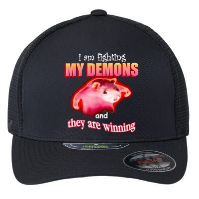 Im Fighting My Demons And They Are Winning Rat Flexfit Unipanel Trucker Cap