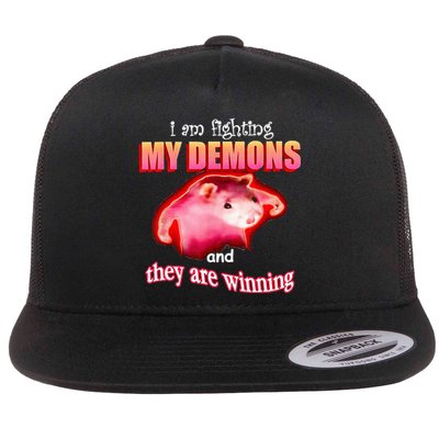 Im Fighting My Demons And They Are Winning Rat Flat Bill Trucker Hat