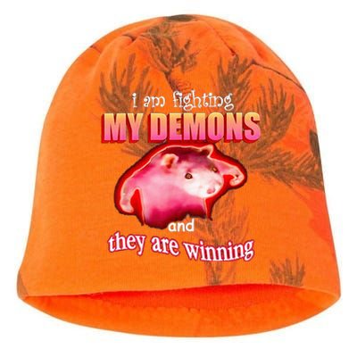 Im Fighting My Demons And They Are Winning Rat Kati - Camo Knit Beanie