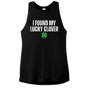 I Found My Lucky Clover St Patricks Day Ladies PosiCharge Tri-Blend Wicking Tank