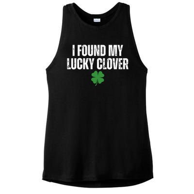 I Found My Lucky Clover St Patricks Day Ladies PosiCharge Tri-Blend Wicking Tank