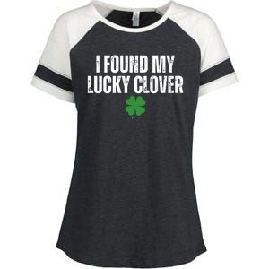 I Found My Lucky Clover St Patricks Day Enza Ladies Jersey Colorblock Tee